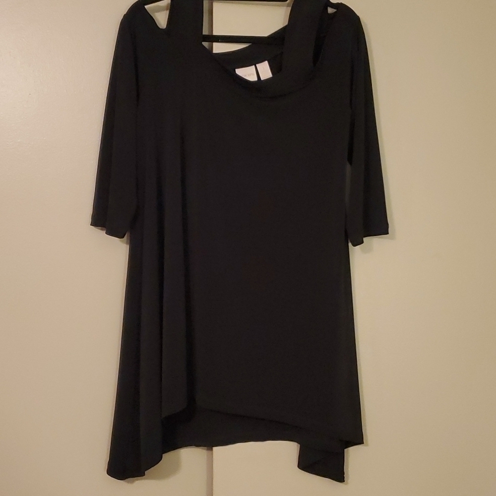 Chico's Open Shoulder Black Tunic Size 1